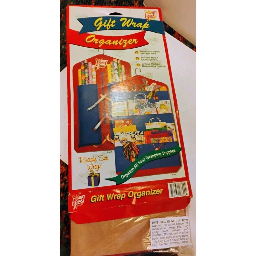 Vintage 1993 Wrap Shack Gift Wrap Organizer 2 Sided Closet Hanging Storage TEI